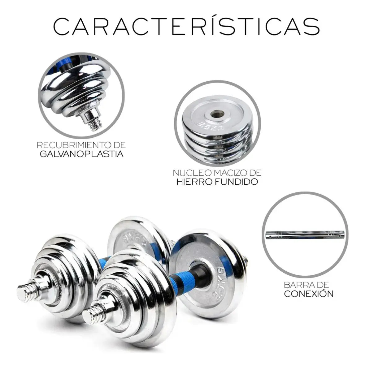 Adjustable Dumbbell Kit Barbell and Weights Discs 20kg