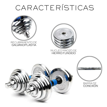 Adjustable Dumbbell Kit Barbell and Weights Discs 20kg