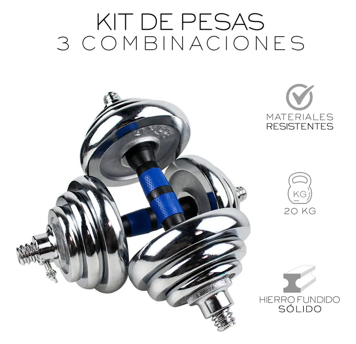 Adjustable Dumbbell Kit Barbell and Weights Discs 20kg