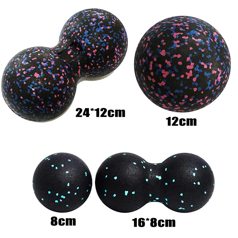 Peanut Fitness Massage Ball Set Yoga Roller Double Lacrosse Mobility Ball for Myofascial Physical Therapy Deep Tissue Massage