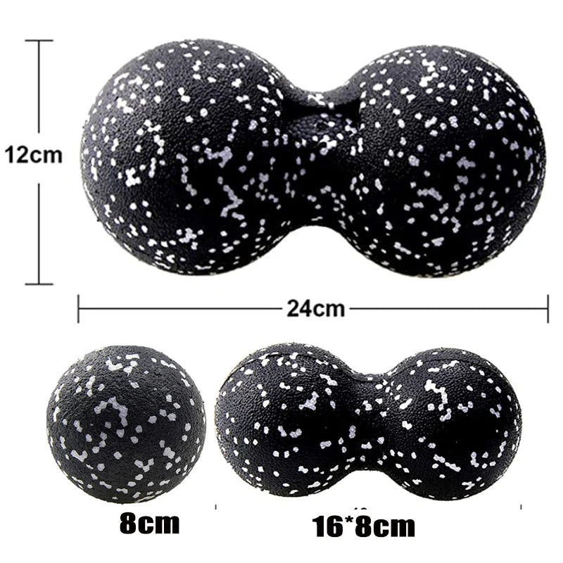 Peanut Fitness Massage Ball Set Yoga Roller Double Lacrosse Mobility Ball for Myofascial Physical Therapy Deep Tissue Massage