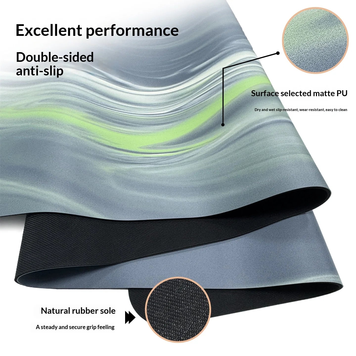 Non Slip Natural Rubber Large Yoga Mat