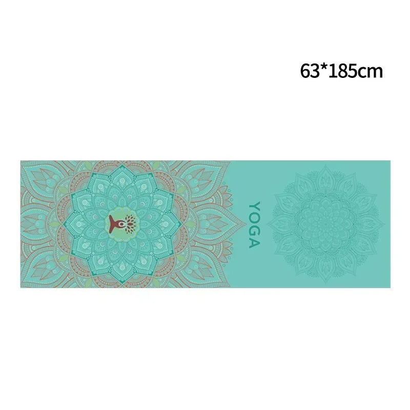 185*63cm Fleece Printed Yoga Towel Sweat Absorbent Non-Slip Cloth Fitness Mat Cover Ultra-thin Folding Cushion Exercise Pilates