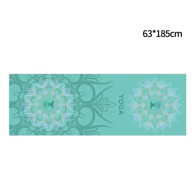 185*63cm Fleece Printed Yoga Towel Sweat Absorbent Non-Slip Cloth Fitness Mat Cover Ultra-thin Folding Cushion Exercise Pilates