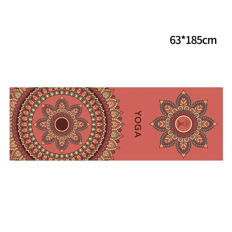 185*63cm Fleece Printed Yoga Towel Sweat Absorbent Non-Slip Cloth Fitness Mat Cover Ultra-thin Folding Cushion Exercise Pilates