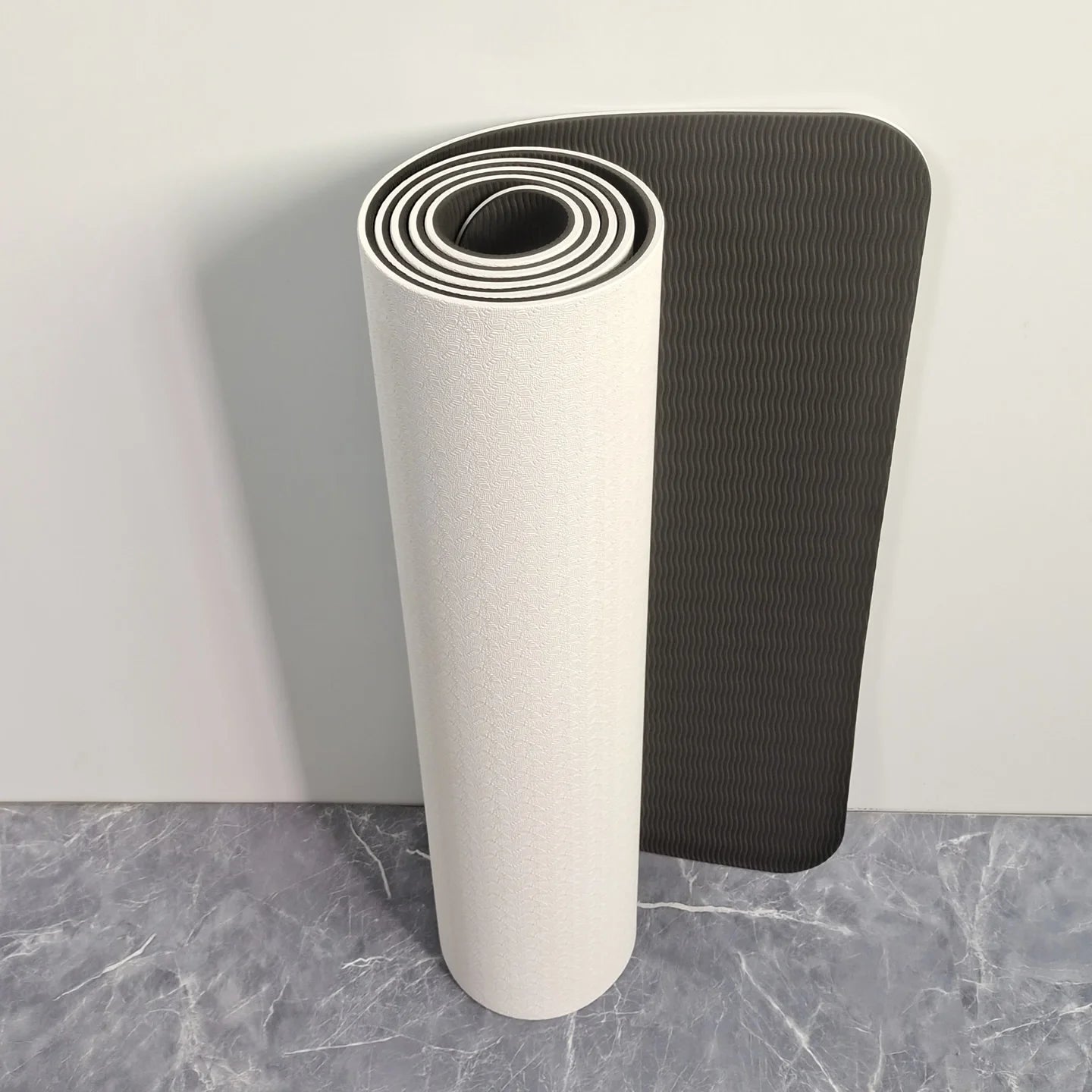 White Thiened TPE Yoga Mat