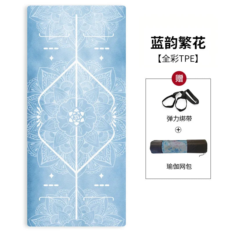 Silent Shock Absorption 8mm Thickened Widened Non-slip Women's Home Sports Dance Skipping Rope Fitness Tpe Yoga Mat