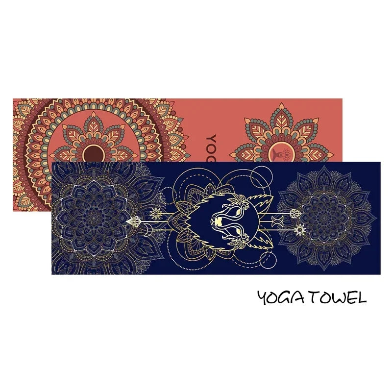 185*63cm Fleece Printed Yoga Towel Sweat Absorbent Non-Slip Cloth Fitness Mat Cover Ultra-thin Folding Cushion Exercise Pilates