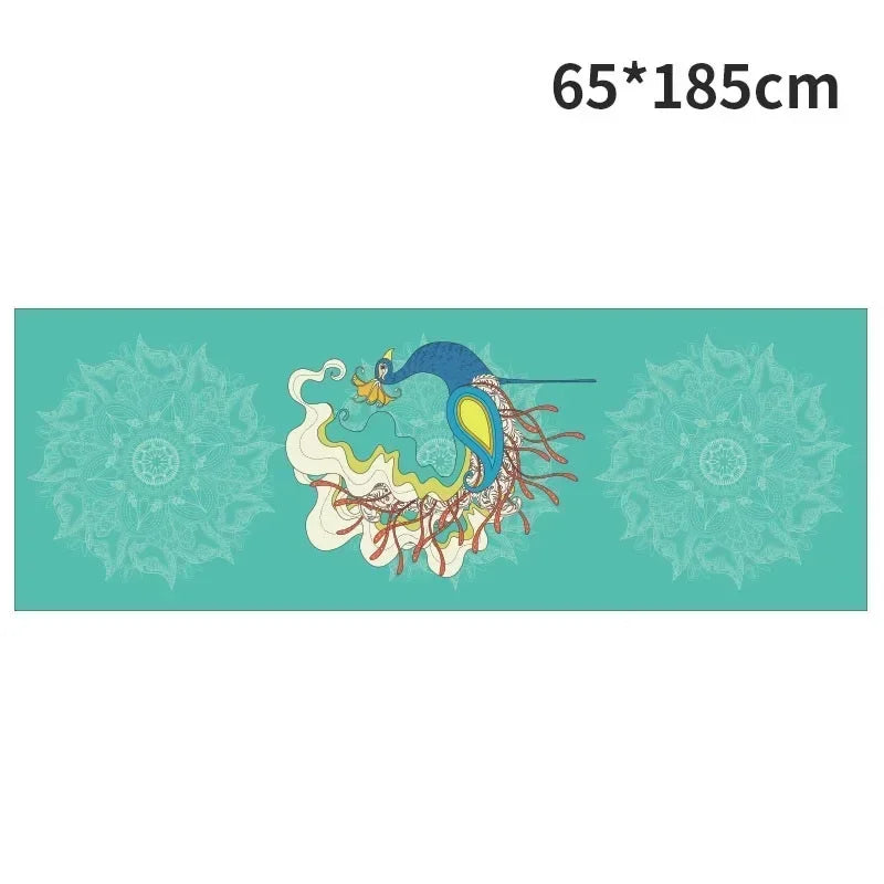 185*63cm Fleece Printed Yoga Towel Sweat Absorbent Non-Slip Cloth Fitness Mat Cover Ultra-thin Folding Cushion Exercise Pilates