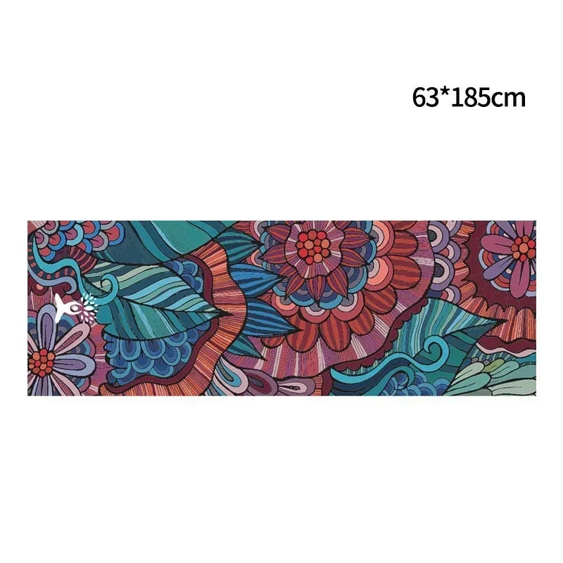 185*63cm Fleece Printed Yoga Towel Sweat Absorbent Non-Slip Cloth Fitness Mat Cover Ultra-thin Folding Cushion Exercise Pilates