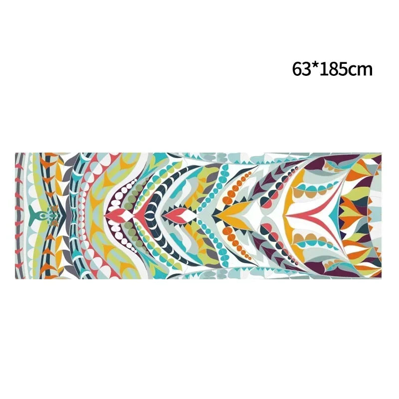 185*63cm Fleece Printed Yoga Towel Sweat Absorbent Non-Slip Cloth Fitness Mat Cover Ultra-thin Folding Cushion Exercise Pilates
