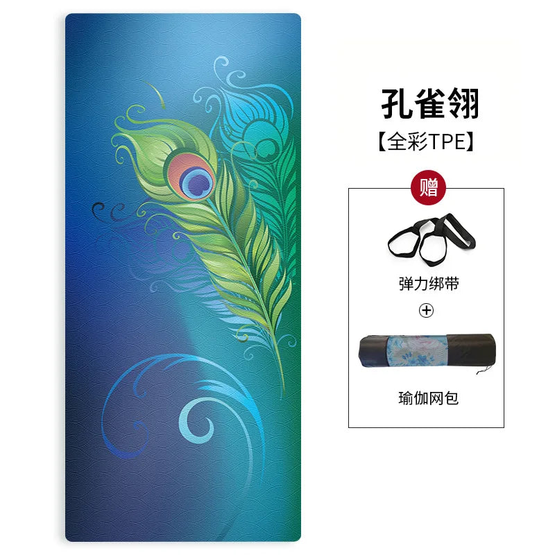 Silent Shock Absorption 8mm Thickened Widened Non-slip Women's Home Sports Dance Skipping Rope Fitness Tpe Yoga Mat